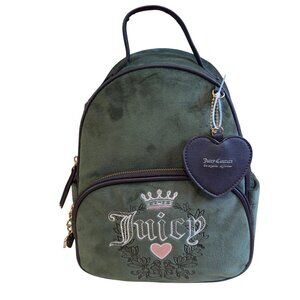 Juicy Couture Green Mini Backpack With Heart Charm & Embroidered Logo
